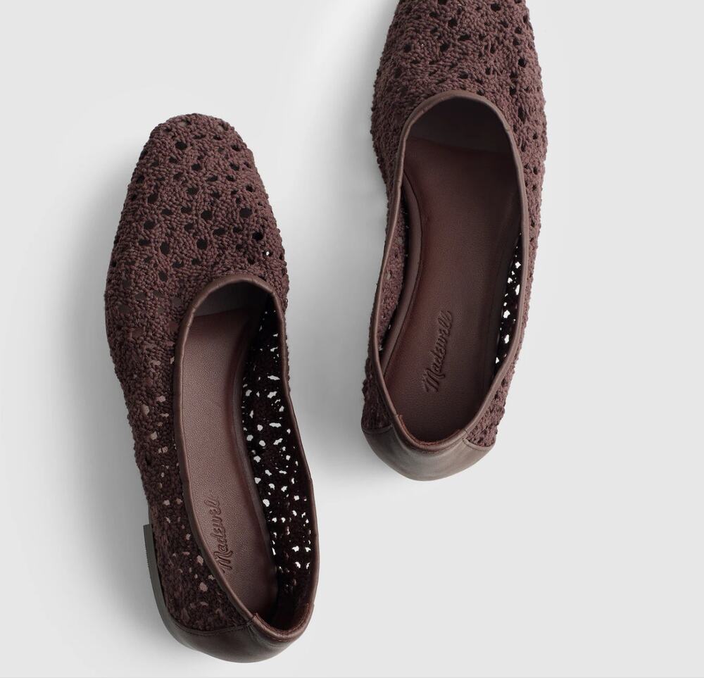 Madewell The Mylie Crochet Glove Flats Espresso Bean NWT Size 9